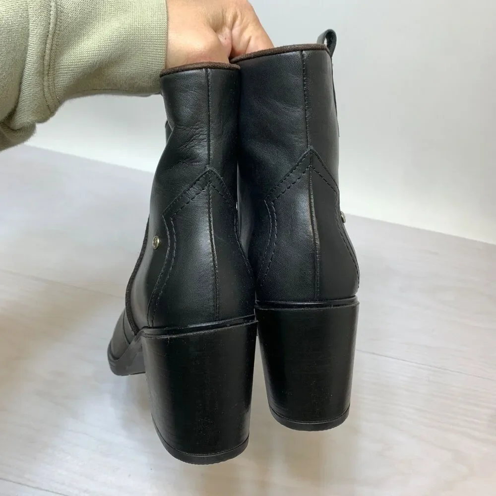 Pikolinos‎ Rioja W74-8957 Block Heel Western Bootie Black Leather NEW Size 41
